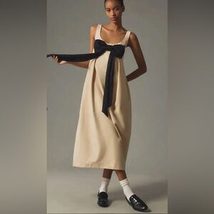Maeve by Anthrpologie Bow Barrel Column Midi Dress